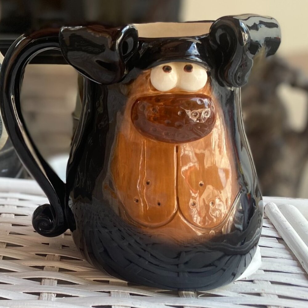 Vintage Douglas Pottery Hand-Painted Dog Mug – Rare 3D Whimsical Collectible